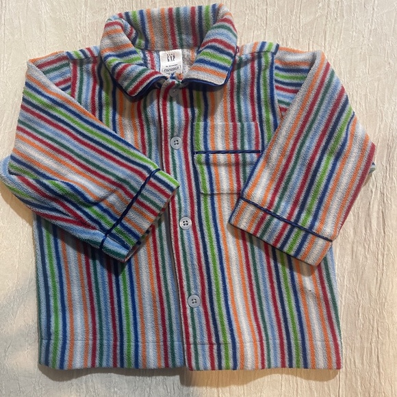 Baby Gap Boys Fleece "Old Man" 2 Piece Pajamas Set 12-18 Months Striped Adorable - Picture 3 of 3